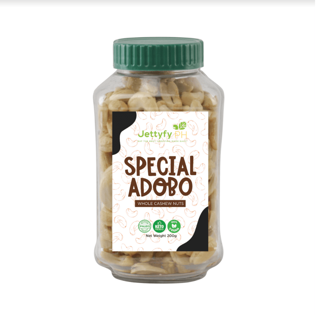 Special Adobo Whole Cashew Nuts Jettyfy Philippines 200 Grams (Jar) 