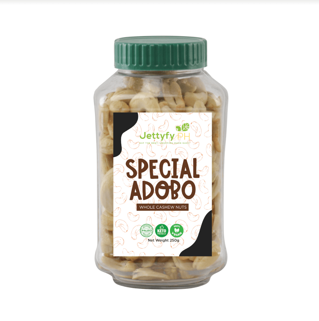 Special Adobo Whole Cashew Nuts Jettyfy Philippines 250 Grams(Jar)