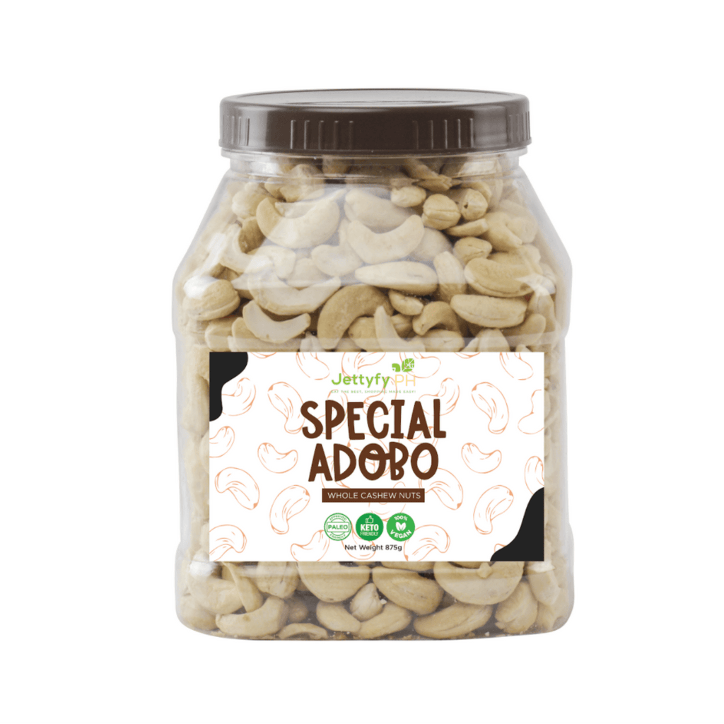 Special Adobo Whole Cashew Nuts Jettyfy Philippines 875 Grams(Jar) 