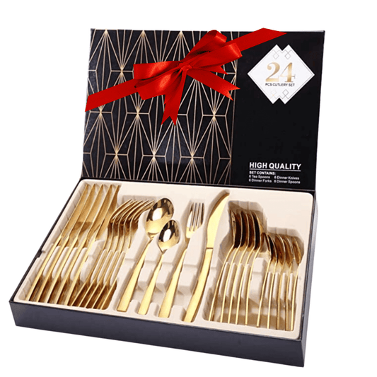 GOLD CUTLERY GIFT SET 24PCS-JETTYFY EXCLUSIVE